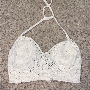 boho white crochet crop top